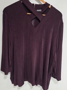 Chico's Women's Plum V-Neck Tunic with Crisscross Detail